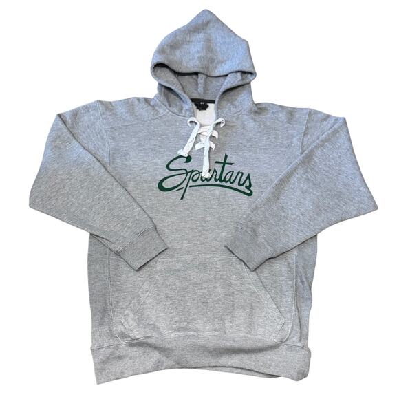 MSRP $89 Unisex JA America Brand Grey Spartans Lace Up Neck weatshirt Size L - Picture 1 of 6